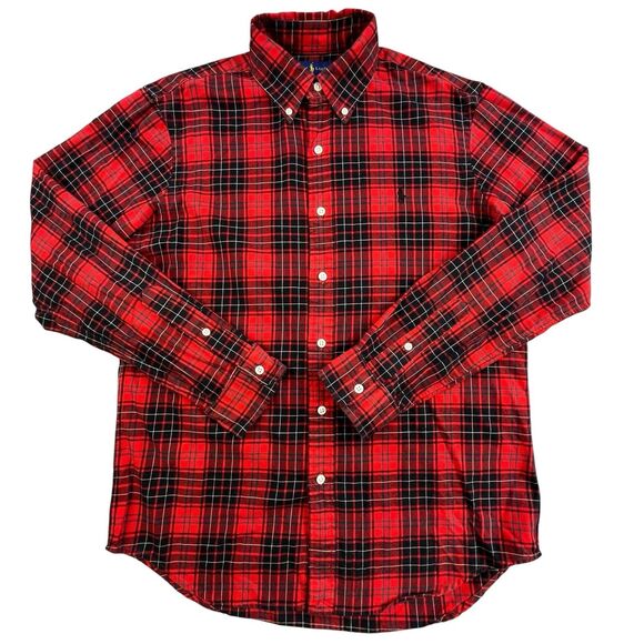 Polo Ralph Lauren Performance Flannel Shirt Mens Medium Classic Fit Tartan Plaid - Picture 2 of 11